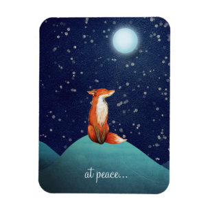 fredligt ~ Charming Fox Sitta under en hel måndag Magnet