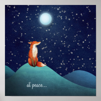 fredligt ~ Charming Fox Sitta under en hel måndag Poster