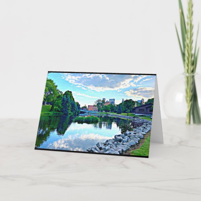 Fredligt hälsningskort för manitowoc River Reflect Tack Kort (Framsida)