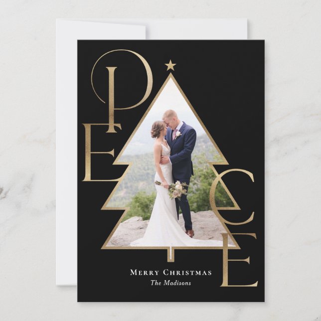 Fredligt julträdsmodernt julkort för foton (Framsida)