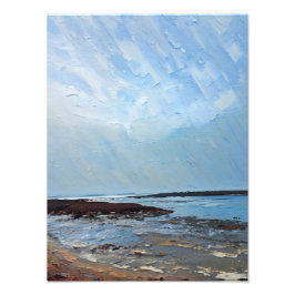 Fredligt kustlandskap med Serene Himmel Fototryck