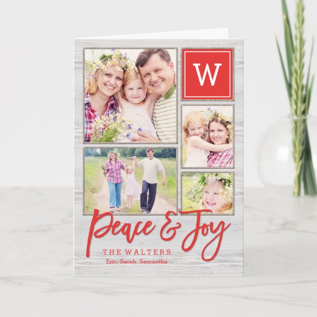 Fredligt Monogram Julhälsningar kort (Framsida)