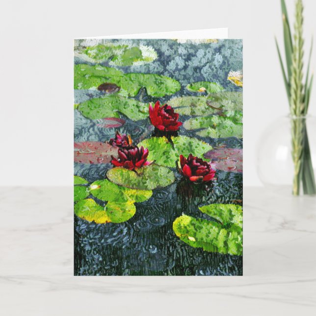 Fredligt Rainy Garden Card Kort (Framsida)