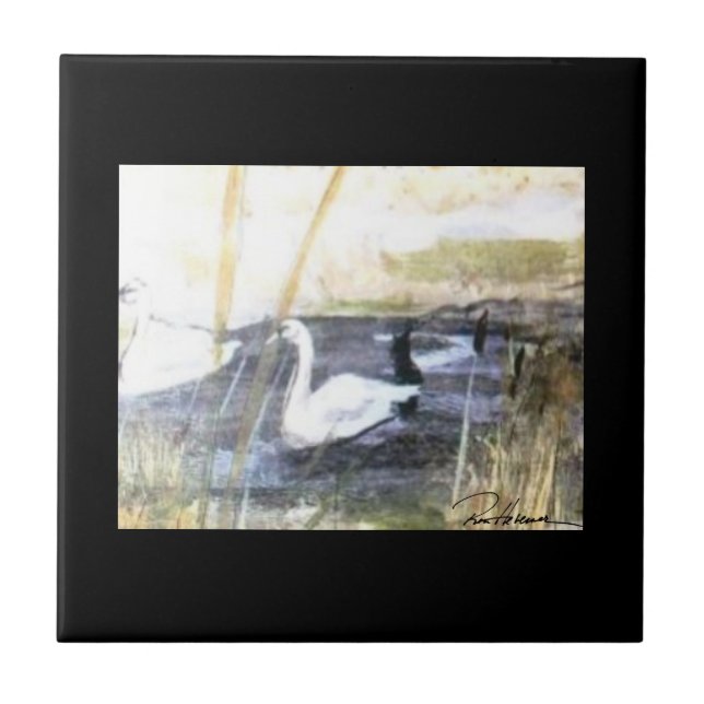 Fredligt Svan. . . Kakelplatta (Framsidan)