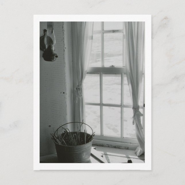 Fredligt vinter-fönster vykort (Framsida)