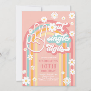 Fredning ut ensiffriga Boho-regnbåge 10:e födelsed Inbjudningar