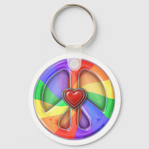 Fredregnbågehjärtor Keychain Nyckelring