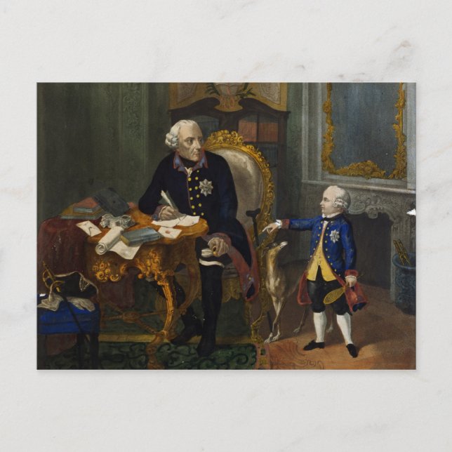 Fredrik den store och hans sonson vykort (Framsida)