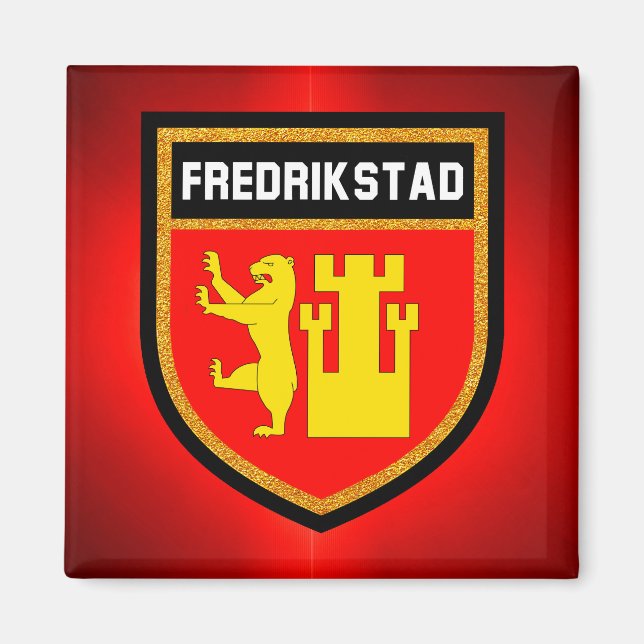 Fredrikstad Flagga Magnet (Framsidan)