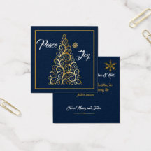 Freds- och Joy Navy och Guld Flat Greeting Card