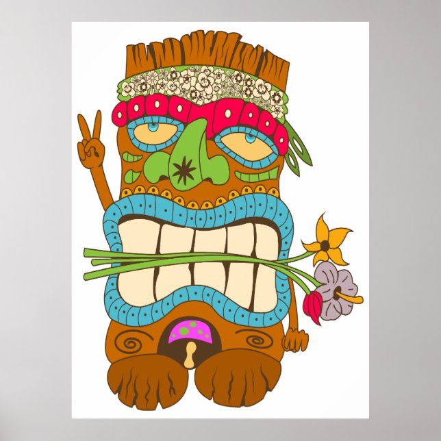 Fredsälskare, blommig Tiki Hippie galning Poster (Framsidan)