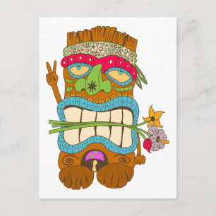 Fredsälskare, blommig Tiki Hippie galning Vykort