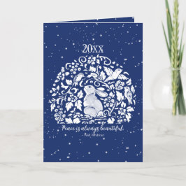 Fredsår i Helgdag Rabbit Blue White Helgkort