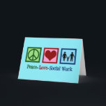Fredsarbete Kärlek Social Helgkort<br><div class="desc">Fredsarbete i Kärlek Social. En söt julklapp för arbetare i social med en familj som håller händer bredvid ett fredstecken och ett hjärta. En fin design för social.</div>