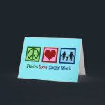 Fredsarbete Kärlek Social Helgkort<br><div class="desc">Fredsarbete i Kärlek Social. En söt julklapp för arbetare i social med en familj som håller händer bredvid ett fredstecken och ett hjärta. En fin design för social.</div>