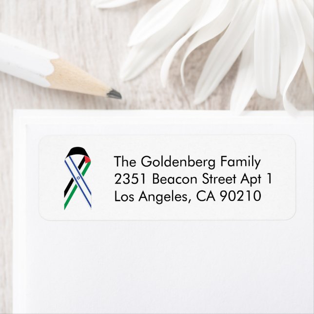 Fredsbältet adress i Israel och Palestina flagga Returadress Etikett (Insitu)