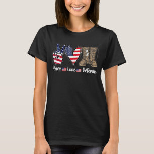 Fredsbevarande Kärlek Veteran USA flagga Kambat Bo T Shirt