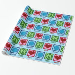Fredsblått garn i Kärlek Presentpapper<br><div class="desc">Peace Kärlek Crochet: En söt skurkgåva med fredstecken,  hjärta,  garn och nål. Fredens Kärlek Crochet-jul som är papprare för en flicka som gillar att krossa med krok,  garner,  syskon och mönster.</div>