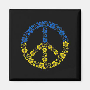 Fredsblomma Ukraina - jag står på Ukrainas Flagga Magnet
