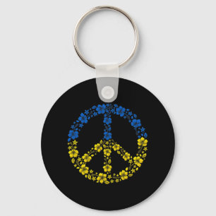 Fredsblomma Ukraina - jag står på Ukrainas Flagga Nyckelring
