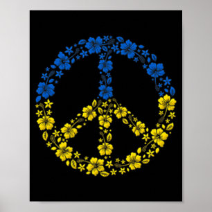 Fredsblomma Ukraina - jag står på Ukrainas Flagga Poster