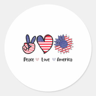 Fredsblomman Kärlek Amerika 4 juli Patriotisk solr Runt Klistermärke