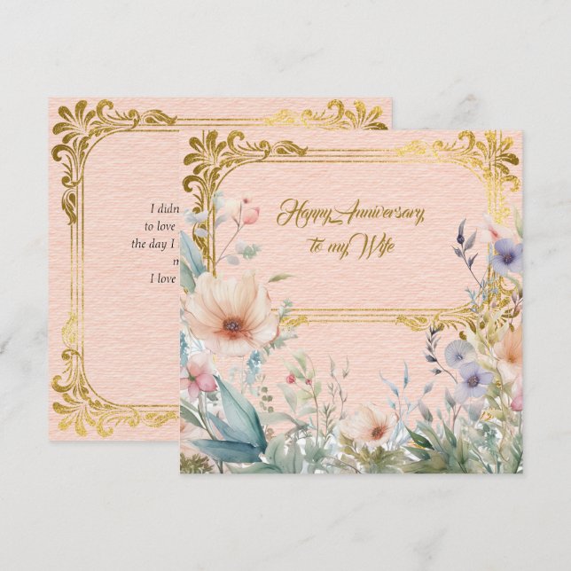 Fredsblomman Vår gräns med guld ram Anteckningskort (Fram/baksida)