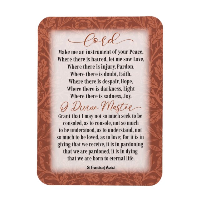 Fredsbön - den helige Francis av Assisi Magnet (Vertikal)