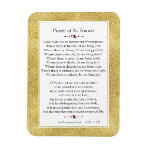 Fredsbön för St. Francis Guld Glitter Ram Magnet