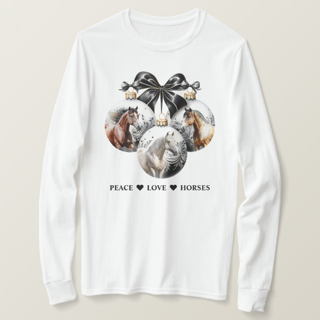 Fredscitat för hästar svarta och guld t shirt (Design framsida)