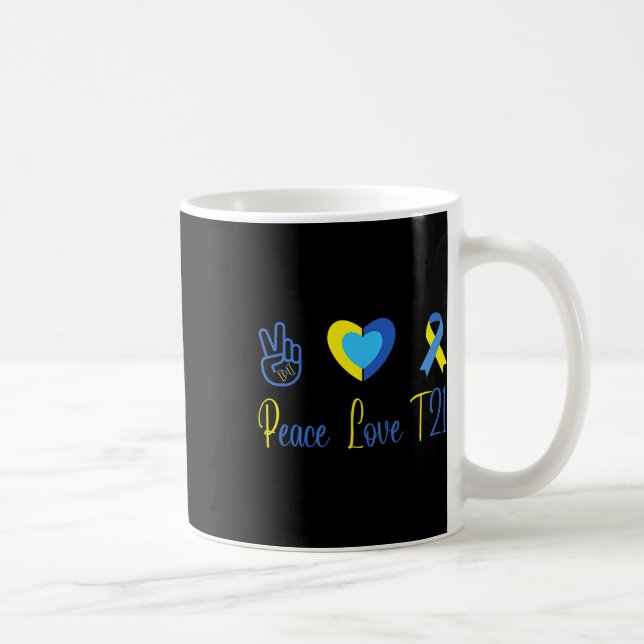 Fredsdag, Kärlek T21, World Down Syndrome Day, blå Kaffemugg (Höger)