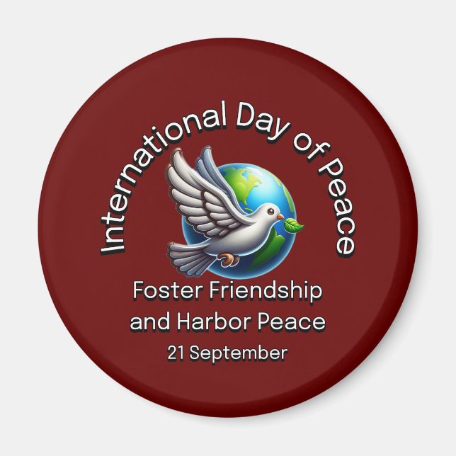 Fredsdagen i internationell. Foster Vänskap. Magnet (Framsidan)