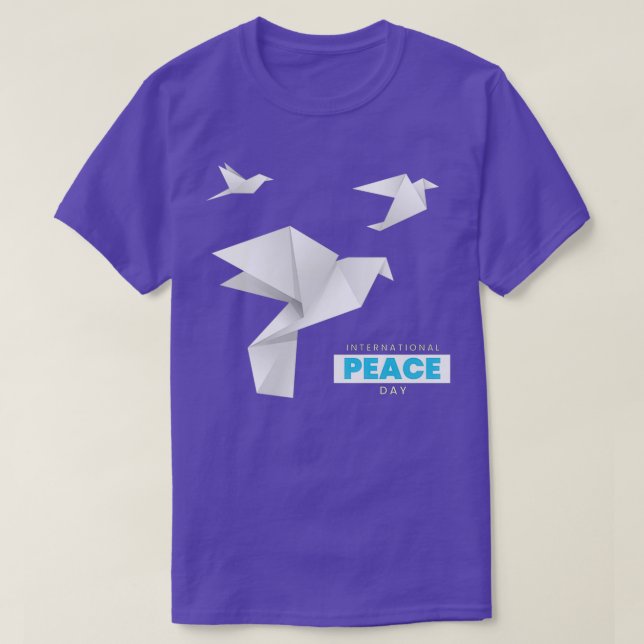 Fredsdagen i internationell med Origami Doves T Shirt (Design framsida)