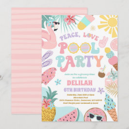 Fredsdagen Kärlek Bassäng Party Groovy Sommardagen Inbjudningar