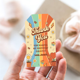 Fredsdagen Kärlek Party Retro Rainbow 6e födelseda Presentetikett