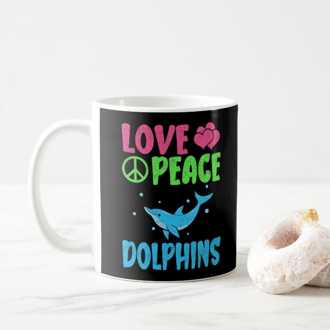 Fredsdelfiner i kärlek Cute Sea Animals Dolphin Äl Kaffemugg (Med munk)