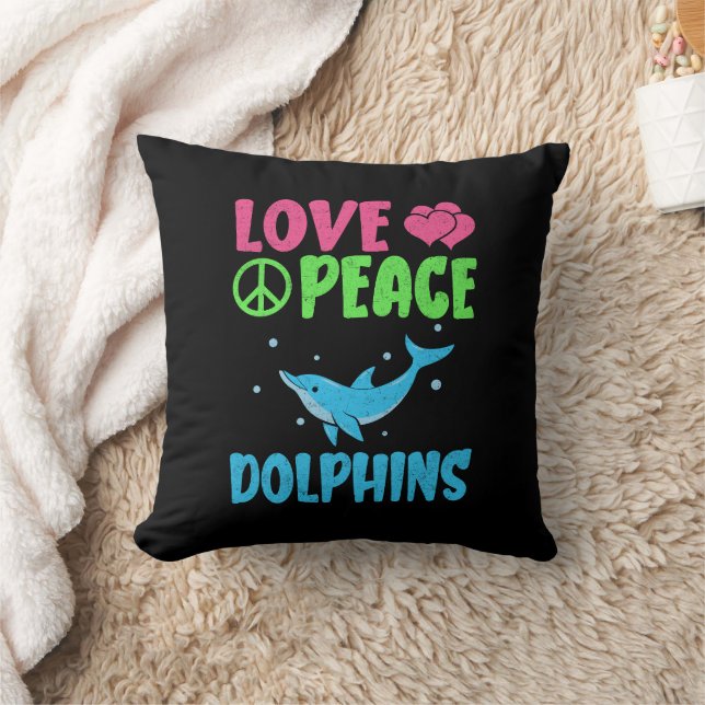 Fredsdelfiner i kärlek Cute Sea Animals Dolphin Äl Kudde (Filt)