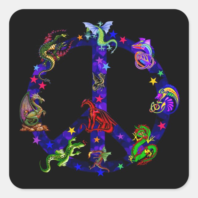 Fredsdragoner Fyrkantigt Klistermärke (Framsida)