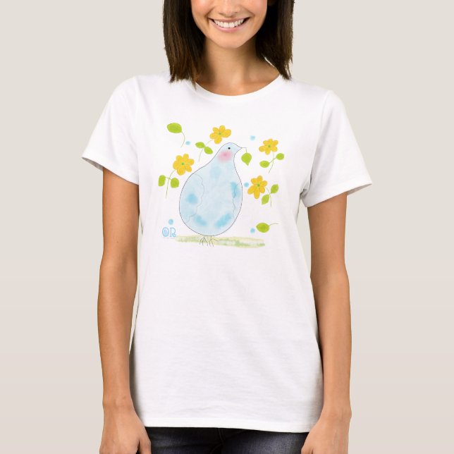 Fredsdubbe med gula blommor t-shirt (Framsida)