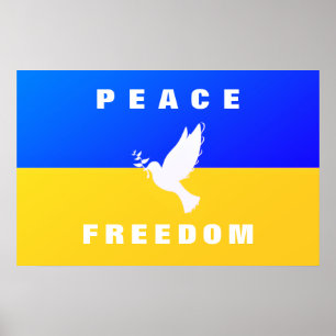 Fredsduva - Flagga Ukraina - Fred - Frihet  Poster