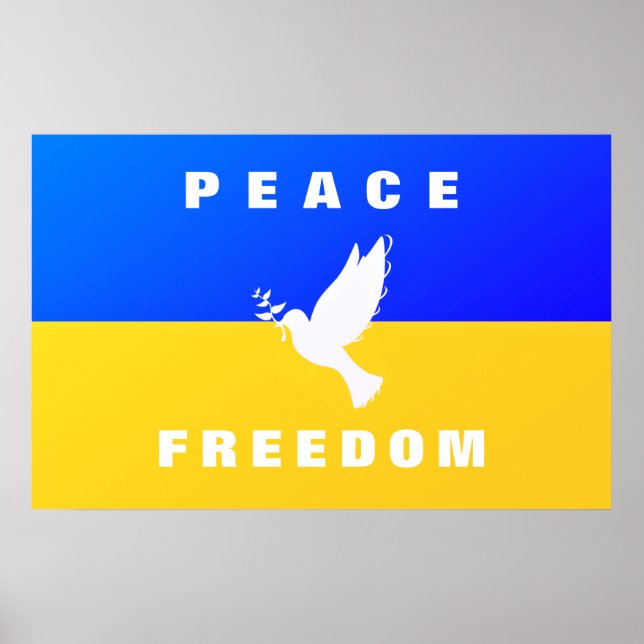 Fredsduva - Flagga Ukraina - Fred - Frihet Poster (Framsidan)
