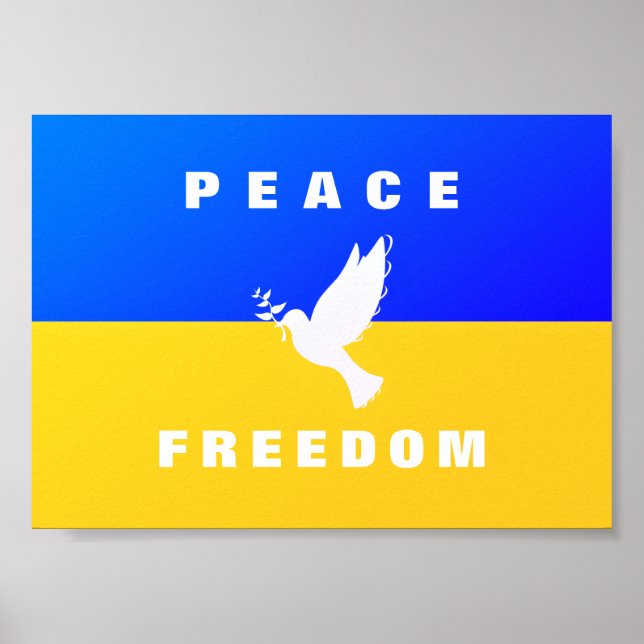 Fredsduva - Flagga Ukraina - Fred - Frihet Poster (Framsidan)