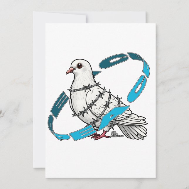 Fredsduva i Barbed Wire Embrace Inbjudningar (Framsida)