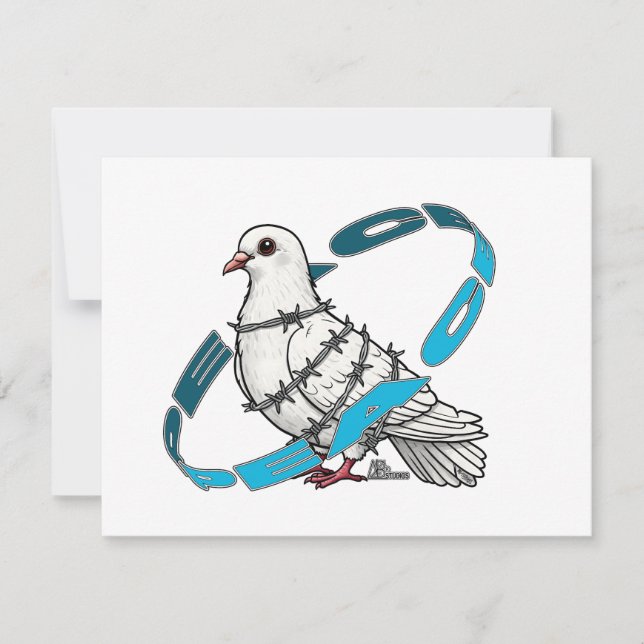 Fredsduva i Barbed Wire Embrace Inbjudningar (Framsida)