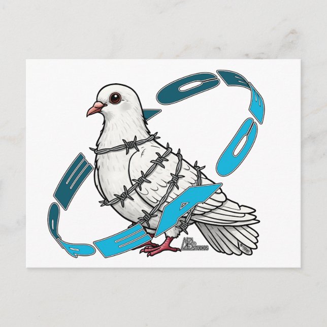 Fredsduva i Barbed Wire Embrace Vykort (Framsida)