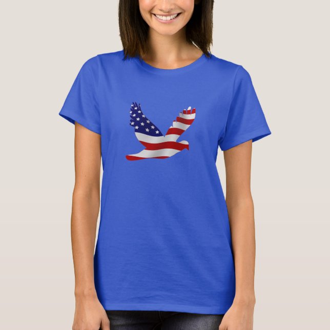 Fredsduva i USA flagga Tee Shirt (Framsida)