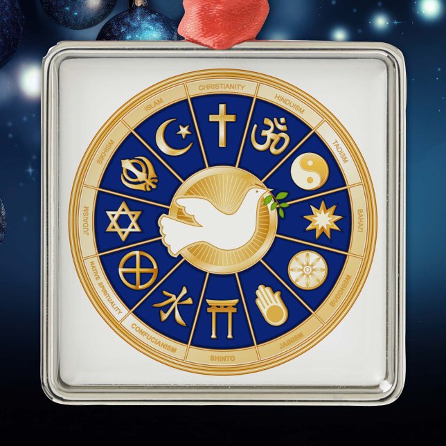 Fredsduva Julgransprydnad Metall ( The mandala highlights twelve religions that express the global diversity of spiritual beliefs.)