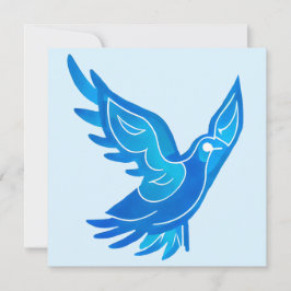 Fredsduva med blå och vit vattenfärg julkort