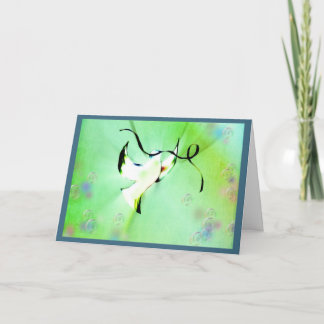 Fredsduva som håller ett band helgkort