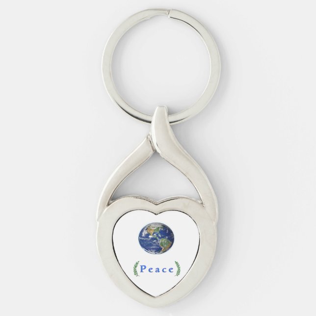 Fredsduva Twisted Heart Silverfärgad Nyckelring (Framsidan)